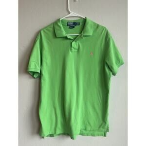 Polo Ralph Lauren Custom Fit Lime Green Cotton Mesh Polo Shirt Men's X Large